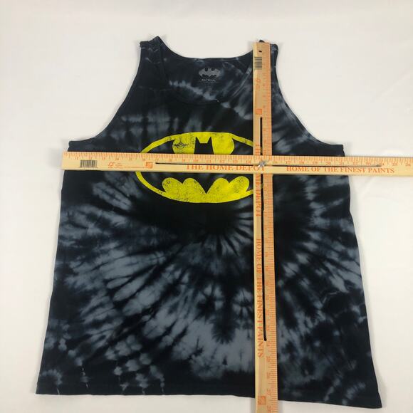 DC Comics Batman Logo Black Gray Tie Dye 100% CottonTank Top Mens Size L (42/44) - Picture 5 of 7
